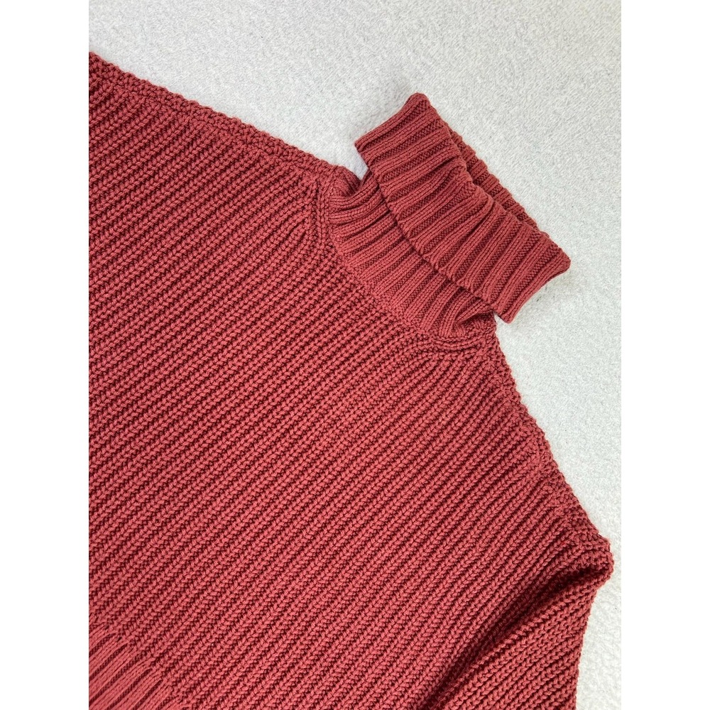 Madewell Sweater Womens Small Red Turtleneck Ribbed Chunky Knit Fair Trade N0065
